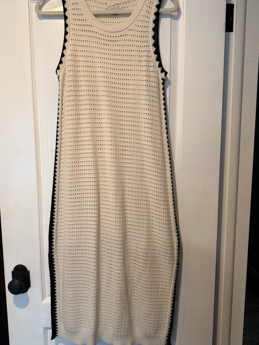 Universal Thread Cream Midi Dress with Black Trim